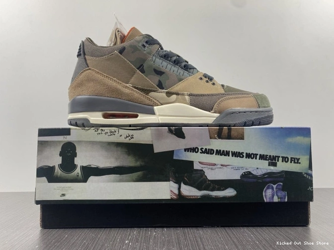 Kicked Out Shoe Store Retro Patchwork Camo Air Jordan DO1830-200 3 0819